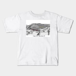 Drawing of Camp Nou Stadium @ Barcelona FC Kids T-Shirt